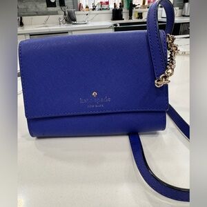 Kate Spade New York Blue Saffiano Leather Mini Crossbody Wallet Bag